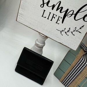 Guy Laroche Paris Vintage Rare Leather Box Coin Pouch - Black